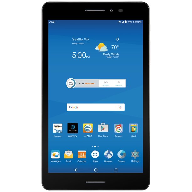 ZTE - AT&T K88 Trek 2 HD - Tablet Android 6.0.1 - Black - 8'' -  Wi-Fi - Bluetooth