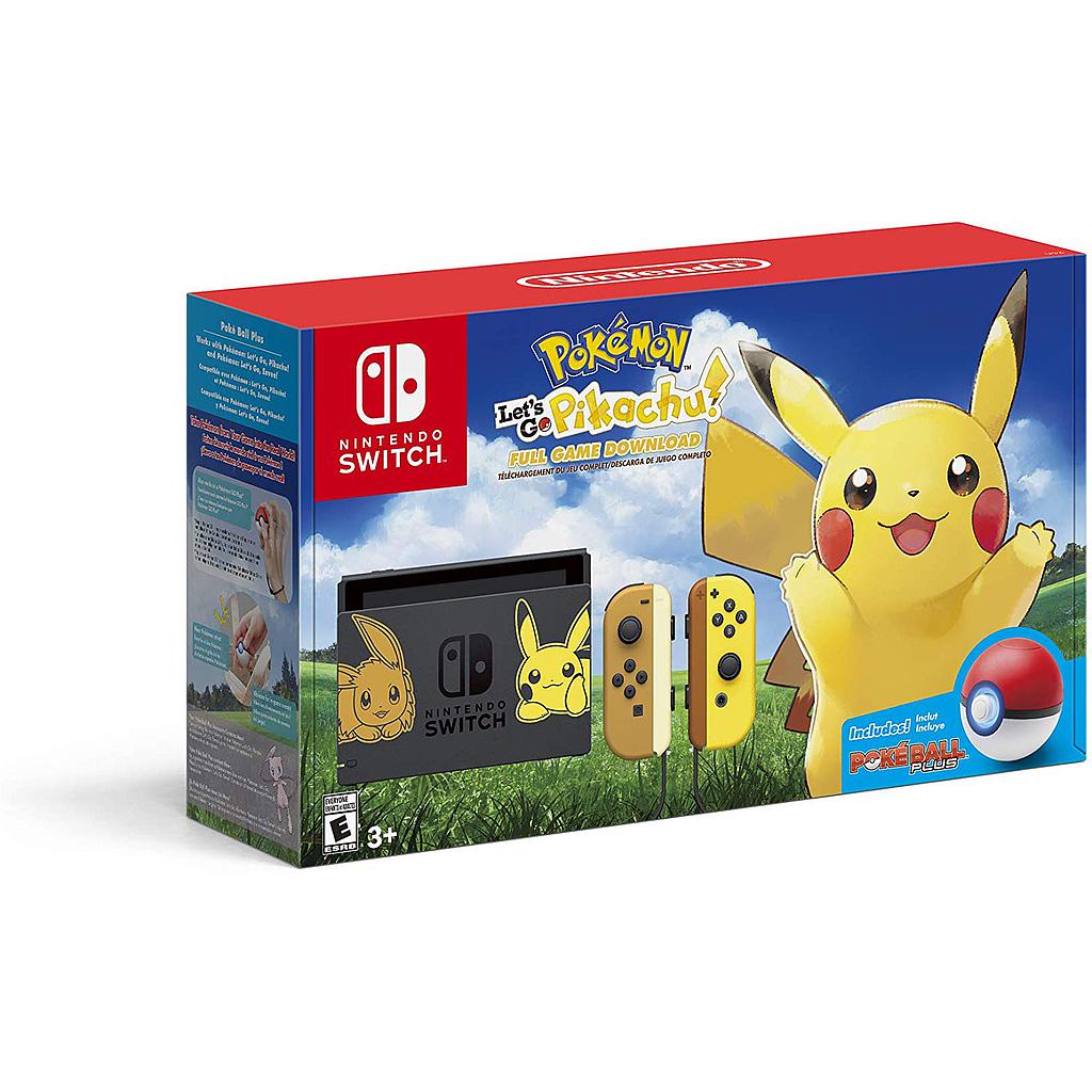 Nintendo Switch Console Bundle - Pikachu & Eevee Edition with Pokemon: Let's Go, Pikachu! + Poke Ball Plus