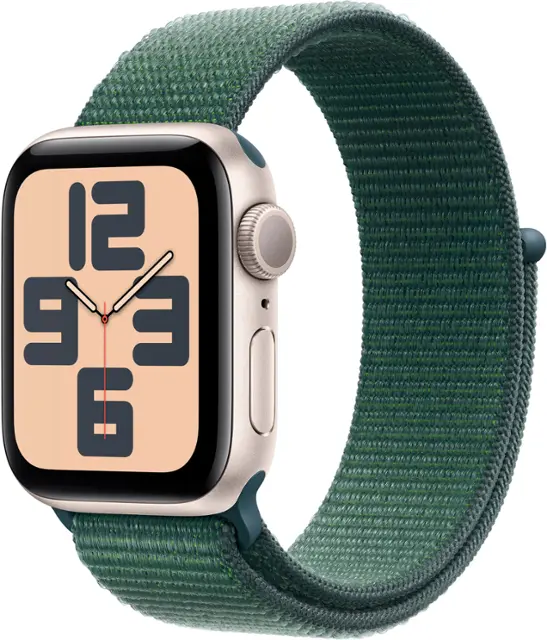 Apple Watch SE 2nd Generation GPS 40mm Aluminum Case with Lake Green Sport Loop - Starlight 